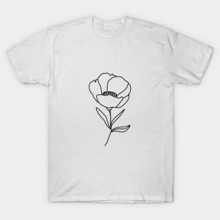 Linear lovely flowers and leaves. T-Shirt